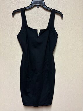 Black Notch-Neck Mini Sheath Dress